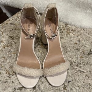 Sherling faux fur sandals